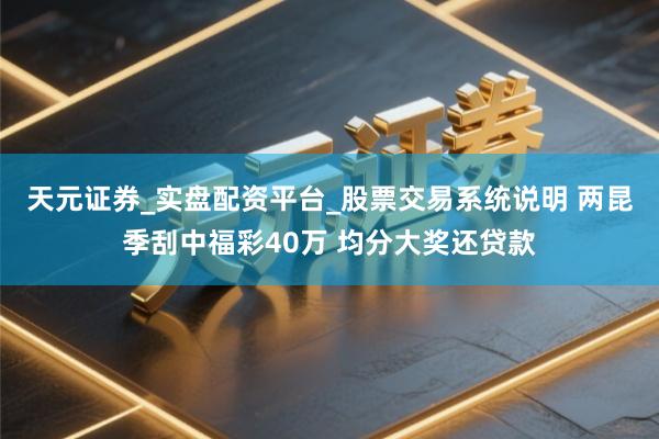 天元证券_实盘配资平台_股票交易系统说明 两昆季刮中福彩40万 均分大奖还贷款