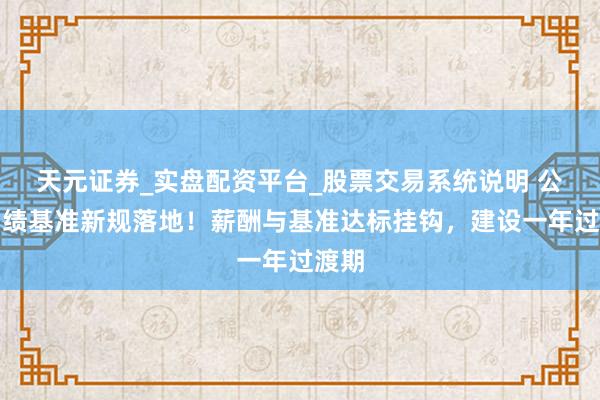 天元证券_实盘配资平台_股票交易系统说明 公募功绩基准新规落地！薪酬与基准达标挂钩，建设一年过渡期