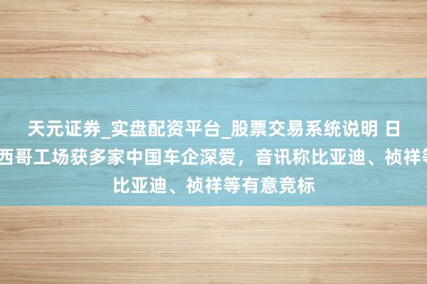 天元证券_实盘配资平台_股票交易系统说明 日产-飞奔墨西哥工场获多家中国车企深爱，音讯称比亚迪、祯祥等有意竞标